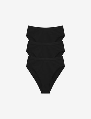 Organic Cloud Cotton High Leg Bikini - Black - Organic cotton/spandex - ThirdLove
