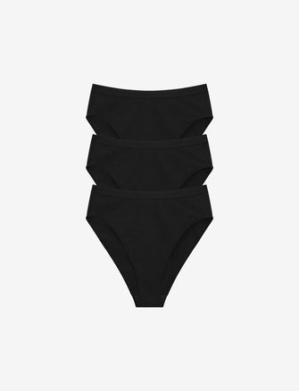 Organic Cloud Cotton High Leg Bikini - Black - Organic cotton/spandex - ThirdLove