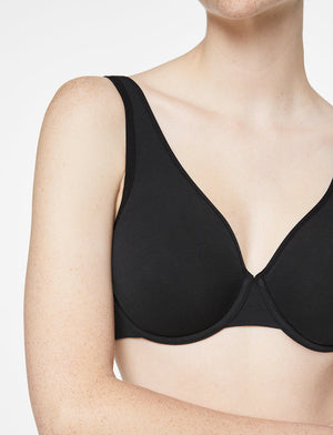 Organic Cloud Cotton Bra, Black - Thirdlove - Organic Cotton/Spandex,modelD