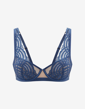 Deco Lace Unlined Bra, Vintage Blue - Thirdlove - Nylon/Spandex