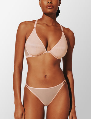 Bare Mesh Front Close Racerback Bra, Rose Dust - Thirdlove - Mesh,modelAAA