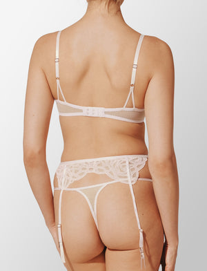 Rose Lace Thong & Garter Set, Sea Salt - Thirdlove - 86.2% nylon/13.8% Spandex,modelMMM