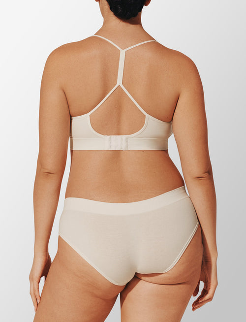 Seamless Cloud Cotton Wireless Bralette, Sea Salt - Thirdlove - Nylon/Spandex,modelH