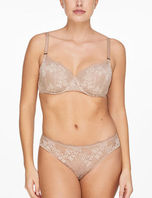 All Day Lace T-Shirt Bra, Taupe - Thirdlove - 51% Recycled nylon/42% Nylon/7% Spandex,model1