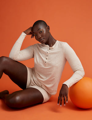 WonderKnit™ Pajama Henley - Oatmeal Heather -  -Thirdlove