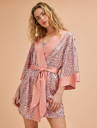 Satin Robe - Polyester - Thirdlove -  Abstract dot