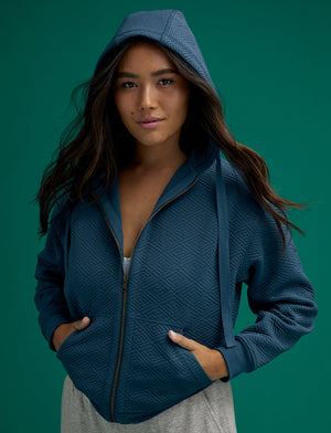 Quilted Sweatshirt - Deep Teal - Polyester/Spandex -Thirdlove