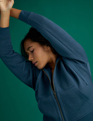 Quilted Sweatshirt - Deep Teal - Polyester/Spandex -Thirdlove