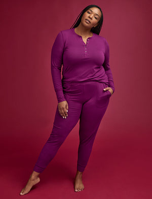 WonderKnit™ Pajama Henley - Berry Crush -  -Thirdlove