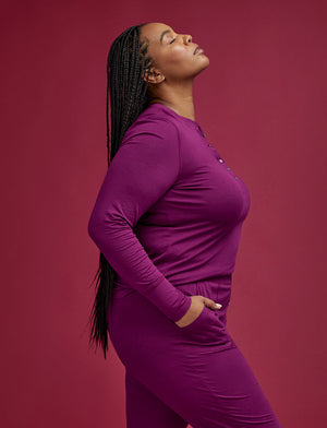 WonderKnit™ Pajama Henley - Berry Crush -  -Thirdlove