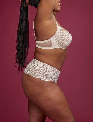 Deco Lace High Rise Thong - Ivory - Nylon/Spandex - ThirdLove,modelMM