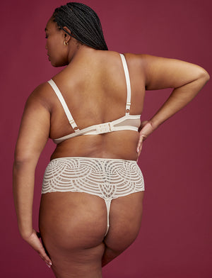 Deco Lace High Rise Thong - Ivory - Nylon/Spandex - ThirdLove,modelMM