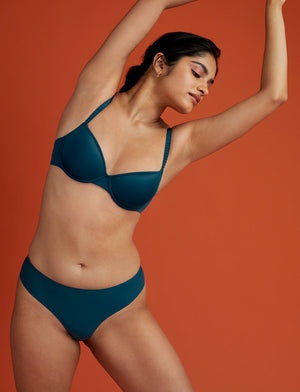 Comfort Stretch Thong - Deep Teal - Microfiber - ThirdLove,modelNN