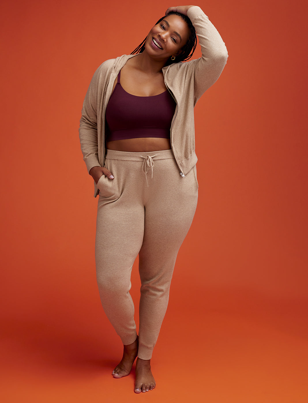 Cotton Cashmere Relaxed Fit Jogger - Taupe Heather - Cotton/Nylon/Cashmere -Thirdlove