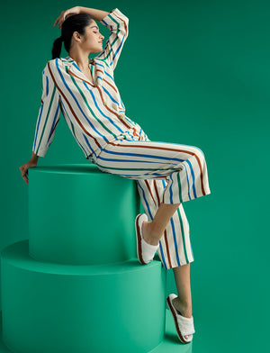 Washable Silk Long Sleeve Top - Rainbow Stripe - Silk -Thirdlove