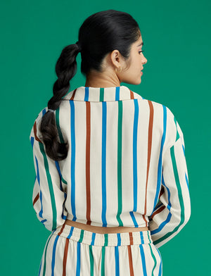 Washable Silk Long Sleeve Top - Rainbow Stripe - Silk -Thirdlove