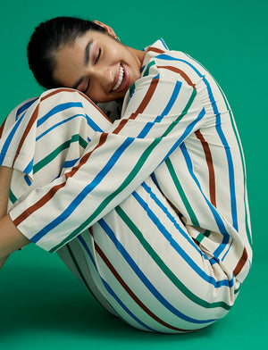Washable Silk Long Sleeve Top - Rainbow Stripe - Silk -Thirdlove