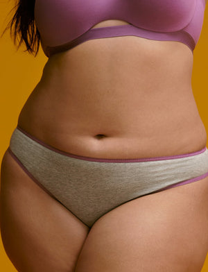 Everyday Cotton Thong - Heather Grey - Cotton/Spandex - ThirdLove,modelH