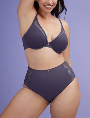 Lace High Brief - Graystone - Nylon/viscose/spandex - ThirdLove,modelVV