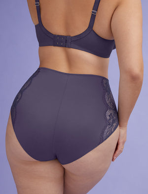 Lace High Brief - Graystone - Nylon/viscose/spandex - ThirdLove,modelVV