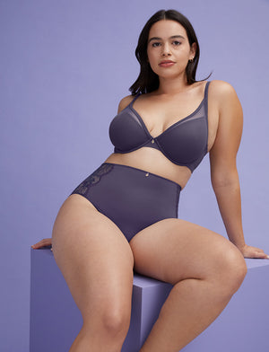 Lace High Brief - Graystone - Nylon/viscose/spandex - ThirdLove,modelVV