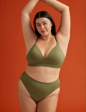 Form Seamless High-Leg Bikini - Olive - Nylon/Spandex - ThirdLove,modelPP