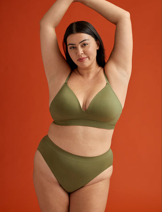 Form Seamless High-Leg Bikini - Olive - Nylon/Spandex - ThirdLove,modelPP