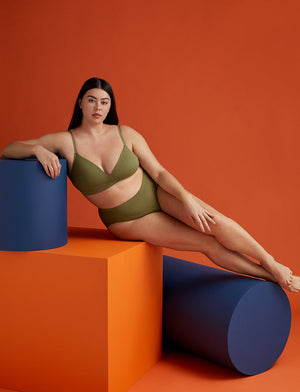 Form Seamless High-Leg Bikini - Olive - Nylon/Spandex - ThirdLove,modelPP