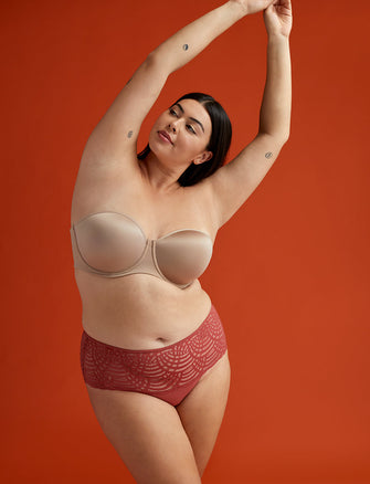 Deco Lace High Rise Thong - Rosewood - Nylon/Spandex - ThirdLove,modelPP