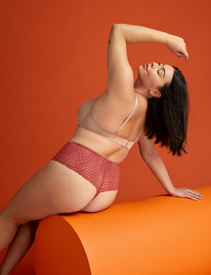 Deco Lace High Rise Thong - Rosewood - Nylon/Spandex - ThirdLove,modelPP