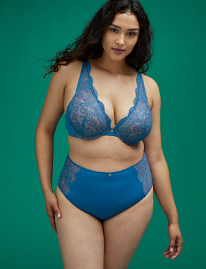 Lace High Brief - Sapphire - Nylon/viscose/spandex - ThirdLove,modelK