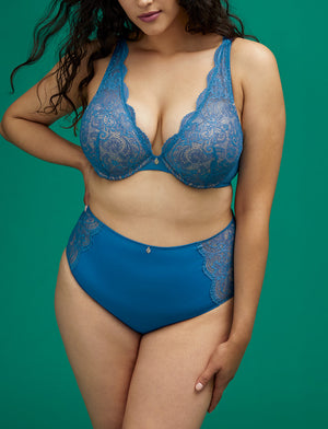 Lace High Brief - Sapphire - Nylon/viscose/spandex - ThirdLove,modelK