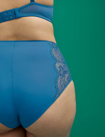 Lace High Brief - Sapphire - Nylon/viscose/spandex - ThirdLove,modelK