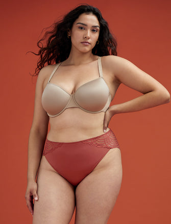 Deco Lace High Brief - Rosewood - Nylon/Spandex - ThirdLove,modelFF