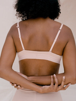 Kit Undergarments Organic Cotton Triangle Pullover Bra in Cameo, 95% organic cotton, 5% spandex