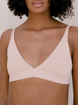 Kit Undergarments Organic Cotton Triangle Pullover Bra in Cameo, 95% organic cotton, 5% spandex