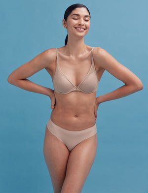 Comfort Stretch Thong - Taupe - Nylon/Spandex - ThirdLove,modelKK