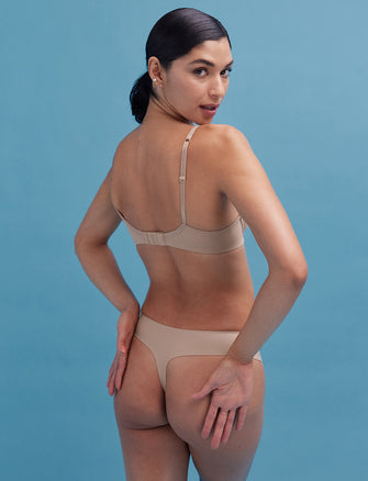 Comfort Stretch Thong - Taupe - Nylon/Spandex - ThirdLove,modelKK