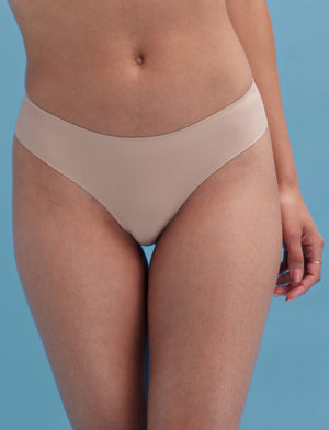 Comfort Stretch Thong - Taupe - Nylon/Spandex - ThirdLove,modelKK