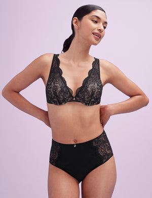 Lace High Brief - Black - Nylon/viscose/spandex - ThirdLove,modelKK