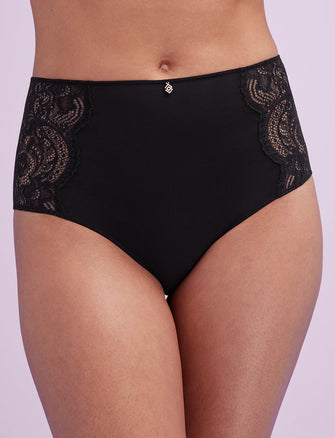 Lace High Brief - Black - Nylon/viscose/spandex - ThirdLove,modelKK