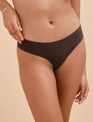 Comfort Stretch Thong - Espresso - Nylon/Spandex - ThirdLove,modelCC