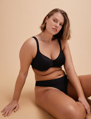 Comfort Stretch Thong - Black - Nylon/Spandex - ThirdLove,modelUU