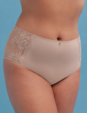Lace High Brief - Taupe - Nylon/viscose/spandex - ThirdLove,modelUU