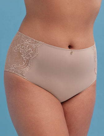 Lace High Brief - Taupe - Nylon/viscose/spandex - ThirdLove,modelUU