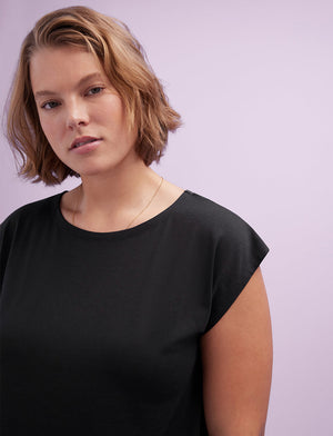 WonderKnit™ Pajama Tee - Black - Cotton/Modal/Spandex -Thirdlove