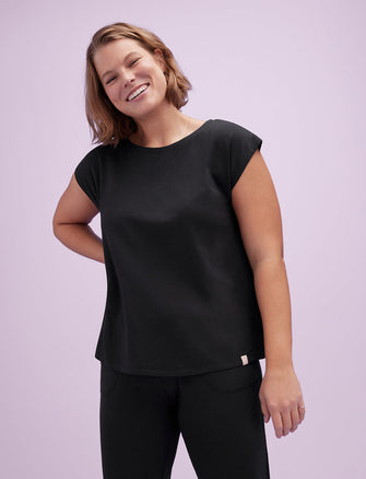 WonderKnit™ Pajama Tee - Black - Cotton/Modal/Spandex -Thirdlove