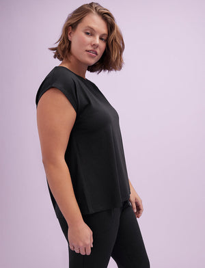 WonderKnit™ Pajama Tee - Black - Cotton/Modal/Spandex -Thirdlove