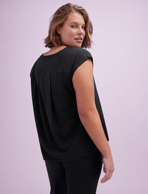 WonderKnit™ Pajama Tee - Black - Cotton/Modal/Spandex -Thirdlove