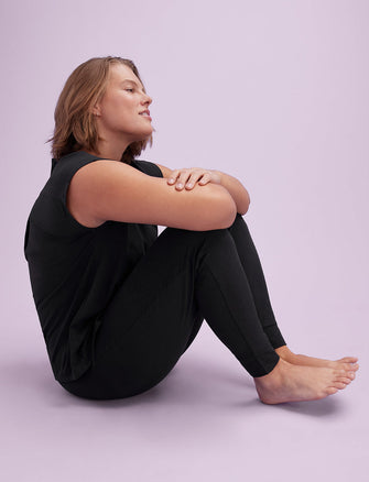 WonderKnit™ Pajama Jogger - Black - Cotton/Modal/Spandex -Thirdlove